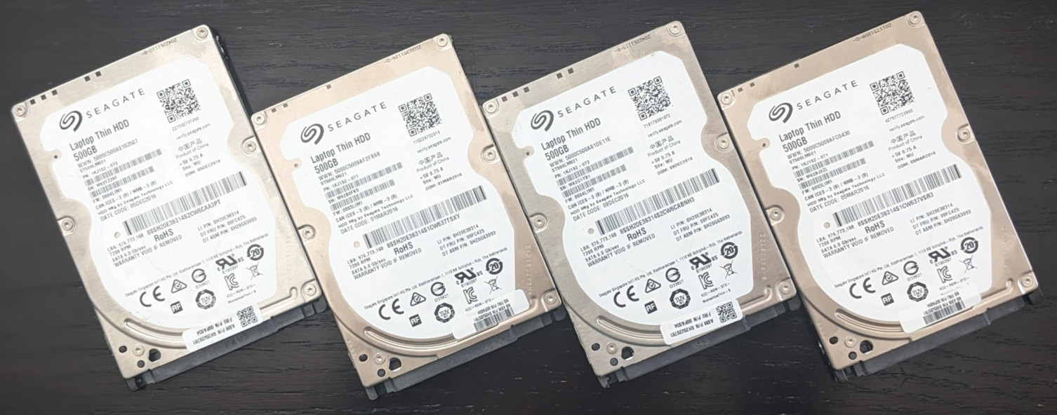 4 Pack – Seagate 2TB (4x500GB) Thin 7mm 500Gb 2.5 HDD SATA III ST500LM021 Tested