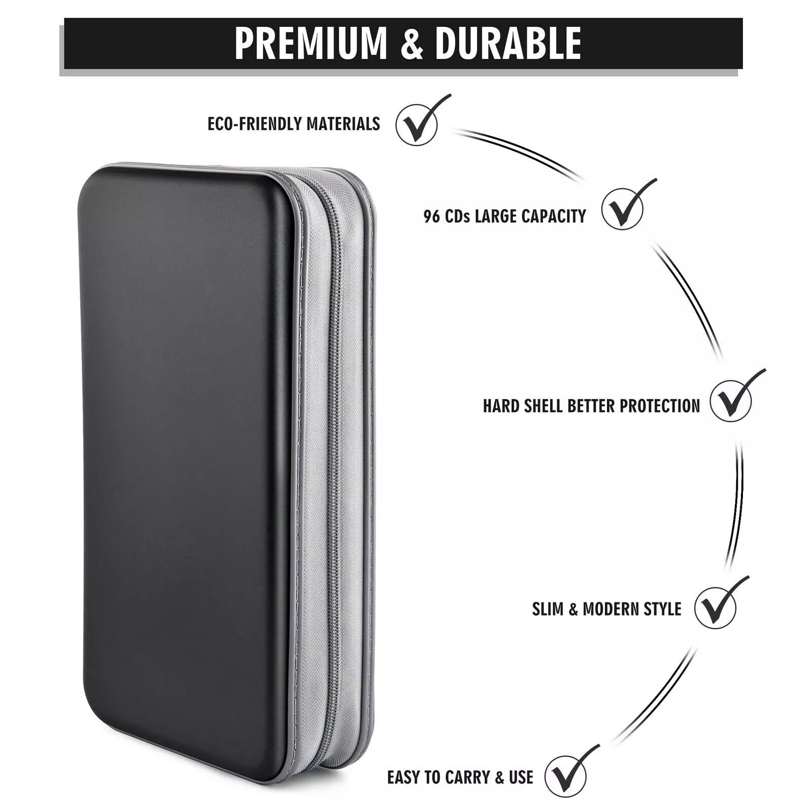 96 Disc CD Case Holder DVD Storage Wallet Bag Portable VCD Organizer Bag Black