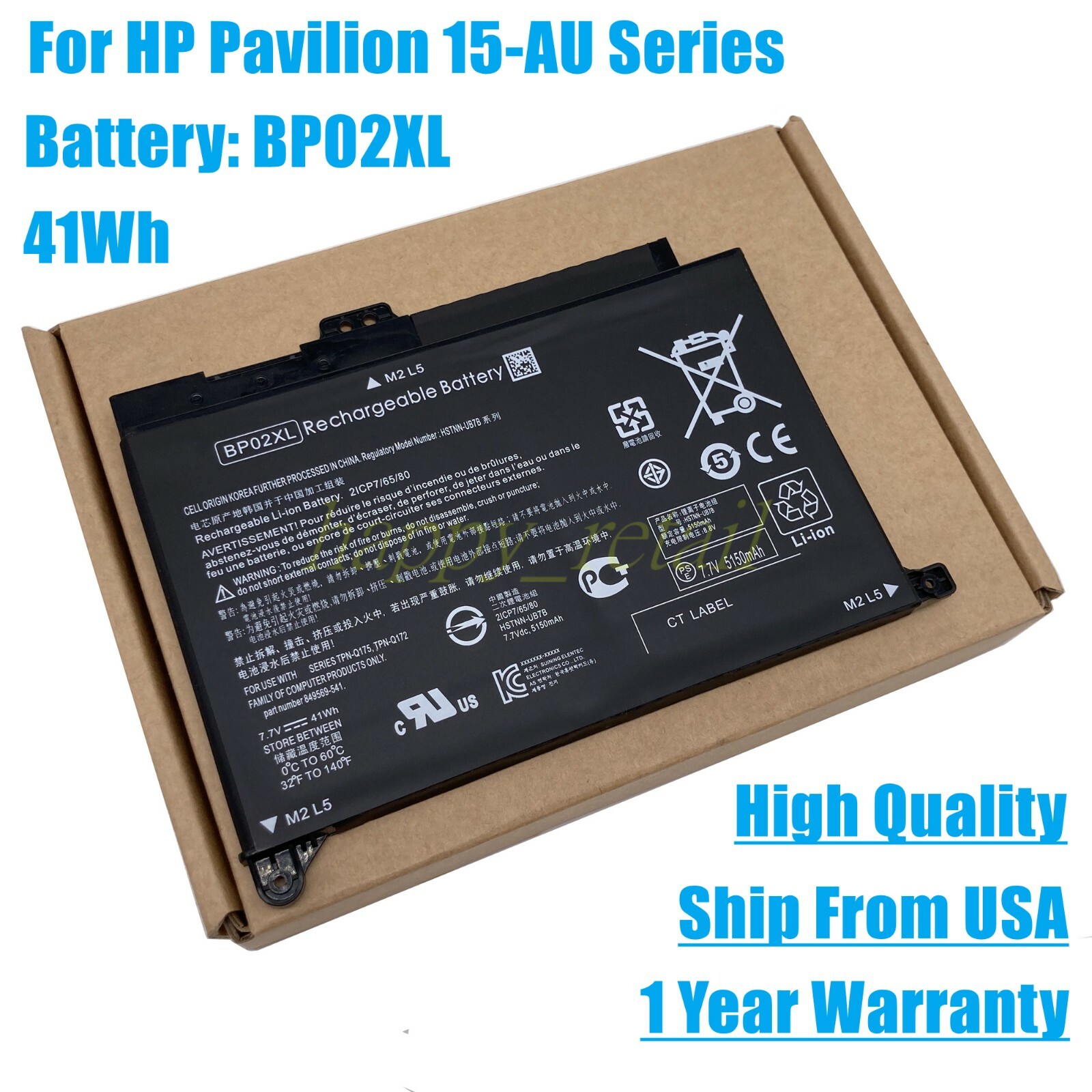 Genuine New Battery BP02XL For HP Pavilion 15-AU 849909-855 HSTNN-UB7B TPN-Q172