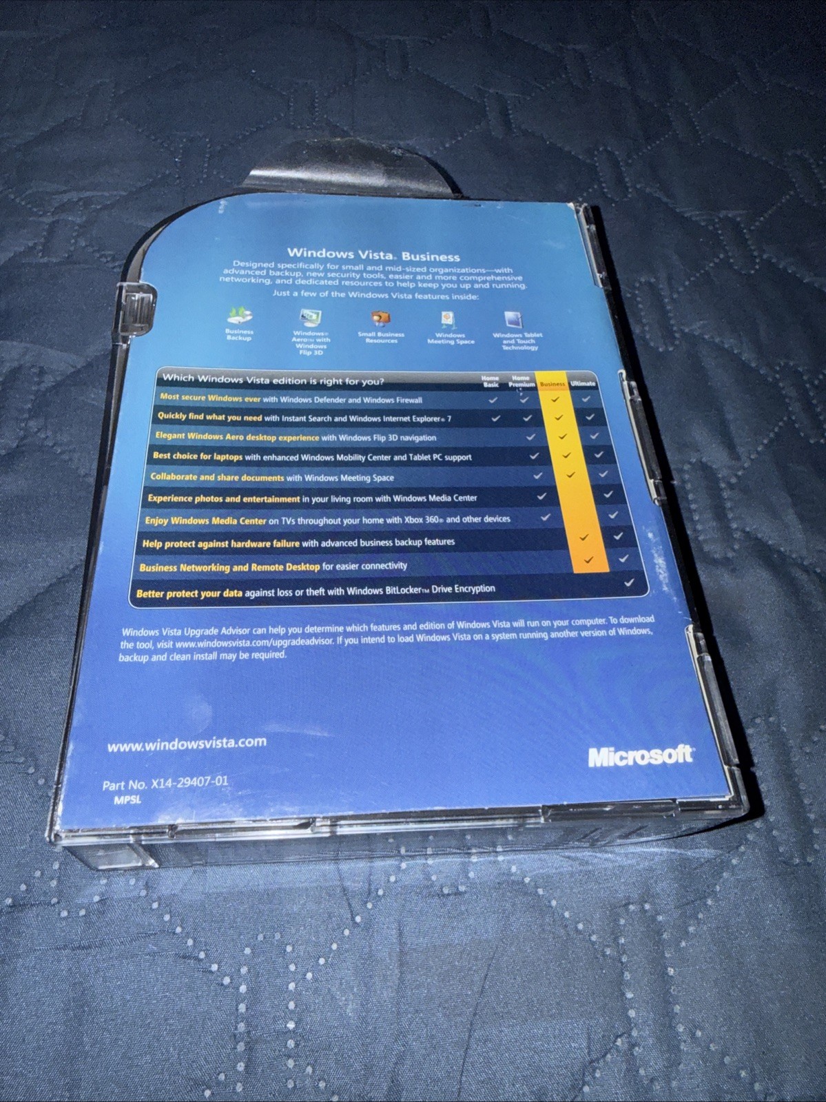 Microsoft Windows Vista Business SP1 DVD w/ Product Key Complete Retail CIB