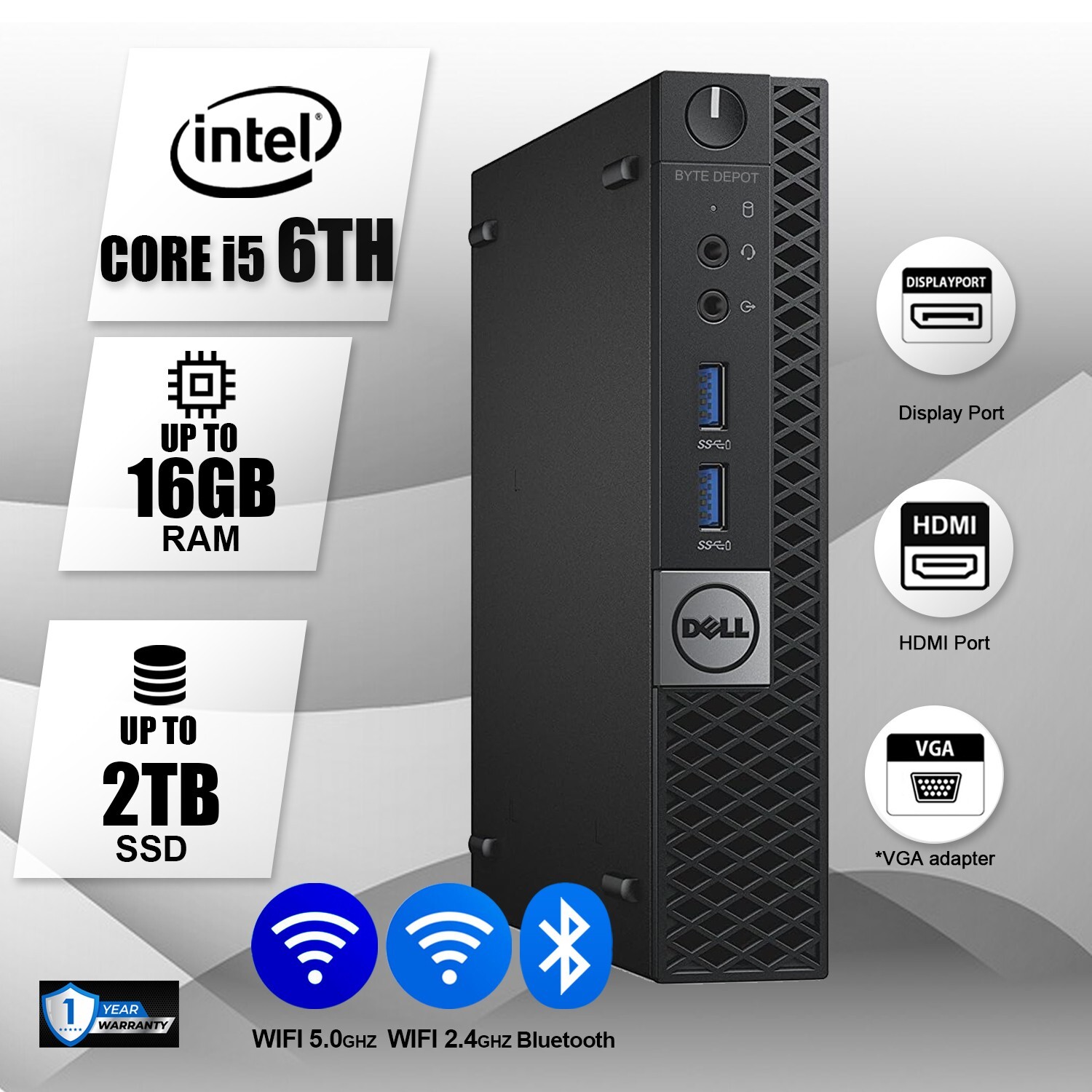 DELL Mini Desktop PC Computer i5, Up to 16GB RAM 2TB SSD,Windows 10/11, WiFi BT