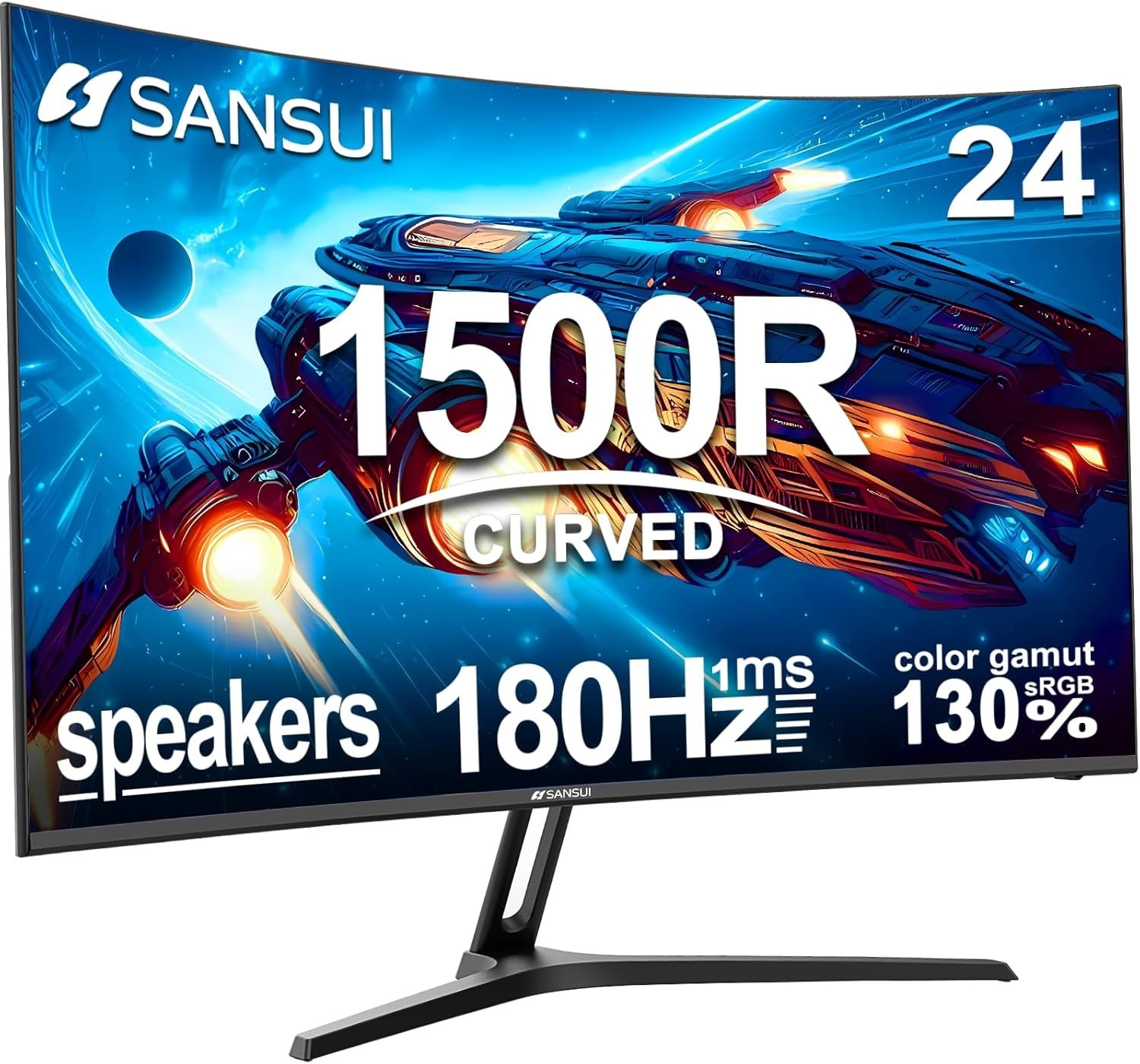 24 Inch Curved Gaming Monitor up to 180Hz MPRT 1ms with Built-in Speakers,FHD…