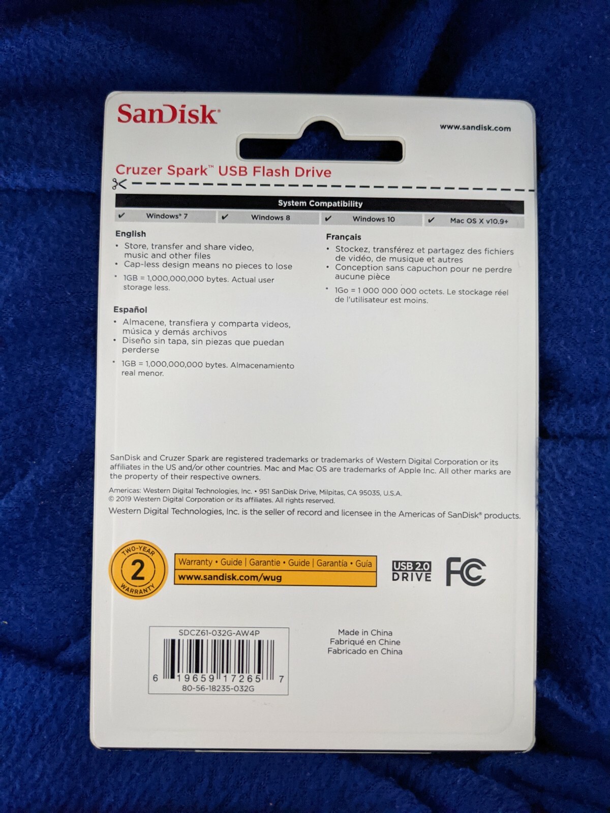 Brand New SanDisk Cruzer Spark 32GB Flash Drive USB