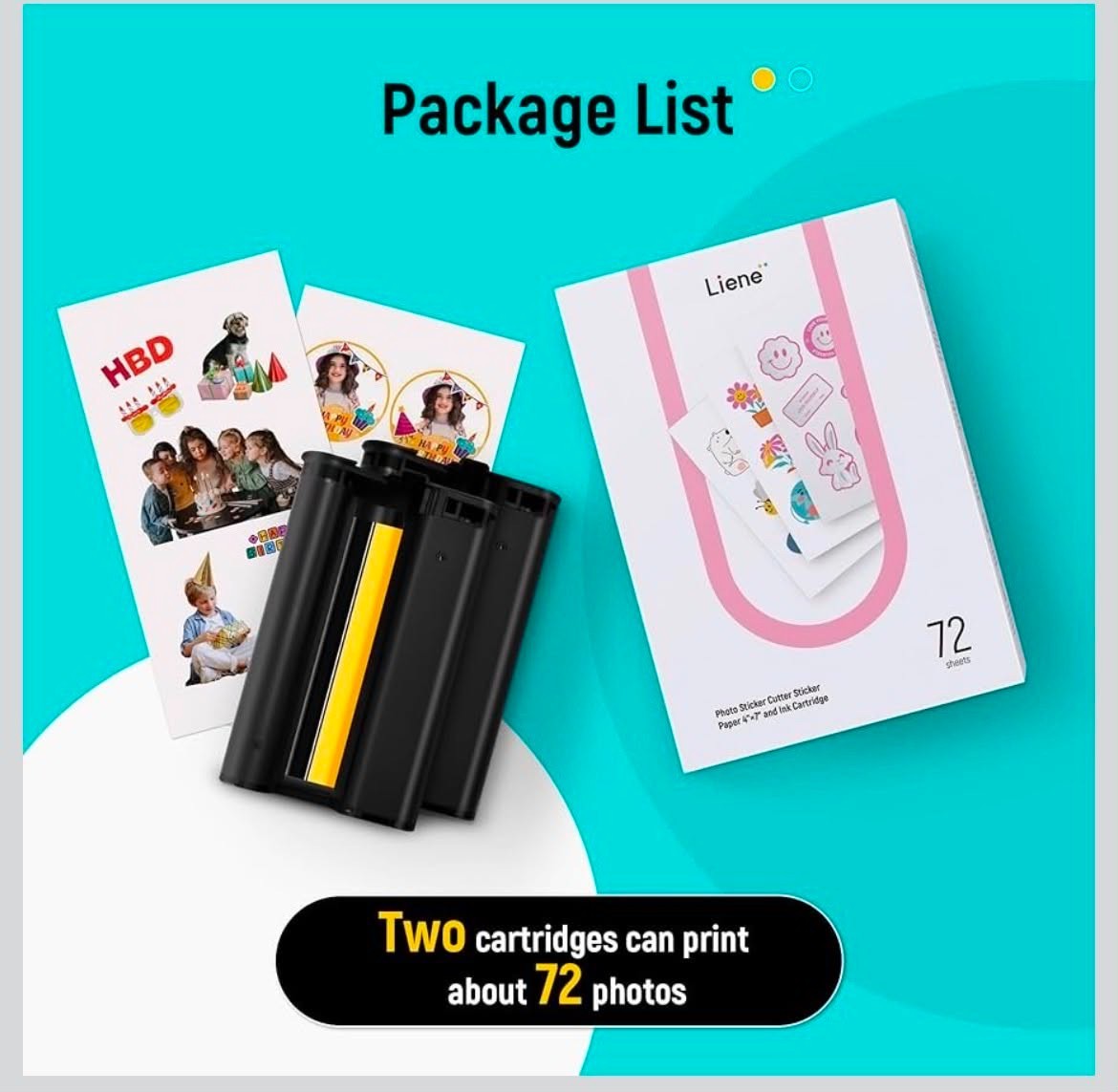 4 Pack Liene PixCut S1 Sticker Paper 4×7 + Ink Cartridge 72 Sheets Each NEW