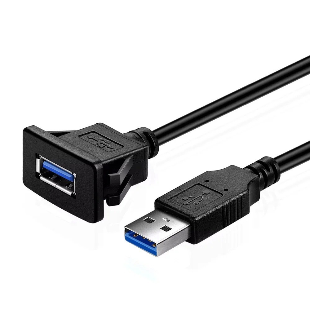 Single Port USB Panel Flush Mount Extension Cable For Car Truck Boat Motor
