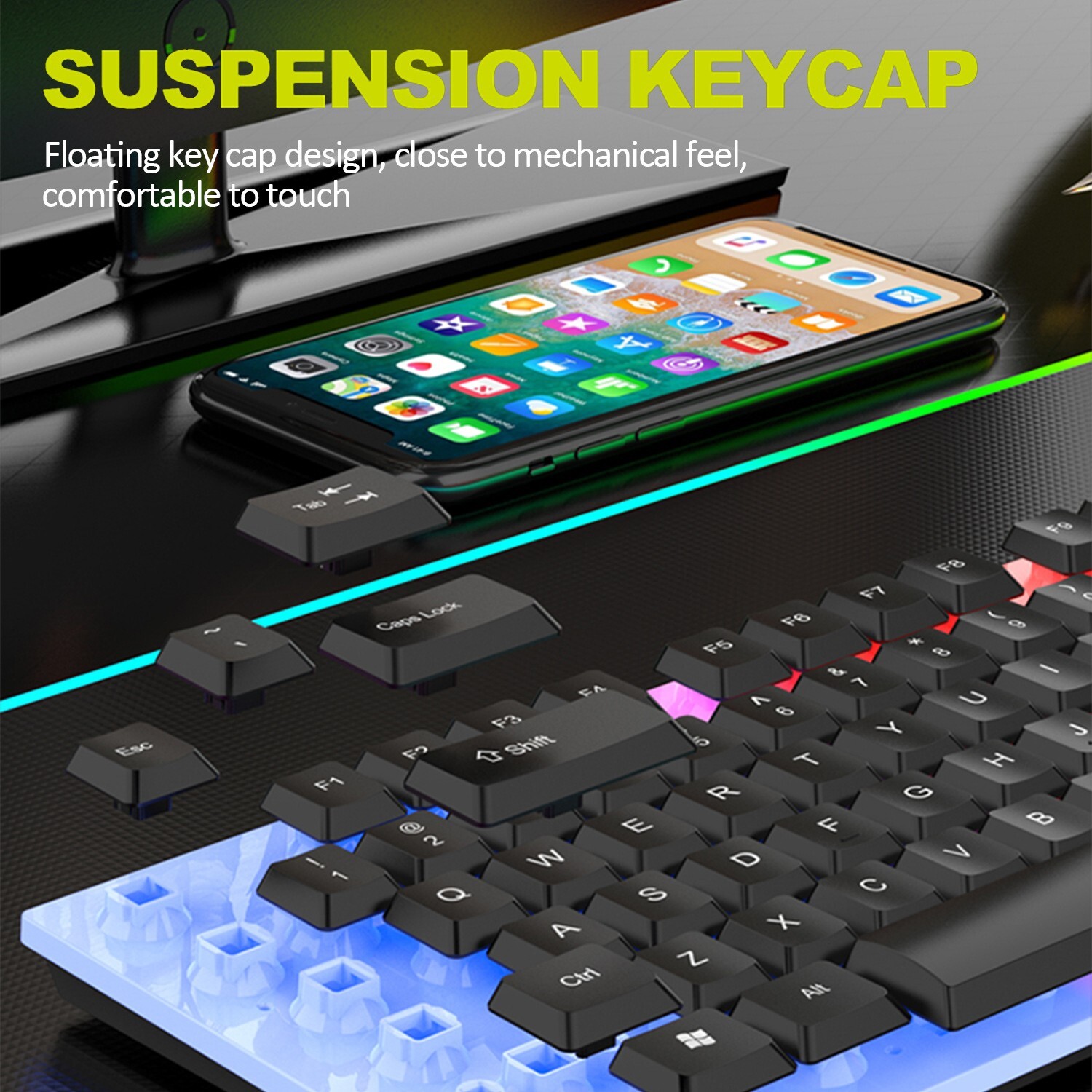 Gaming Keyboard and Mouse RGB Backlit Gaming Keyboard and Gaming Mouse Value Set