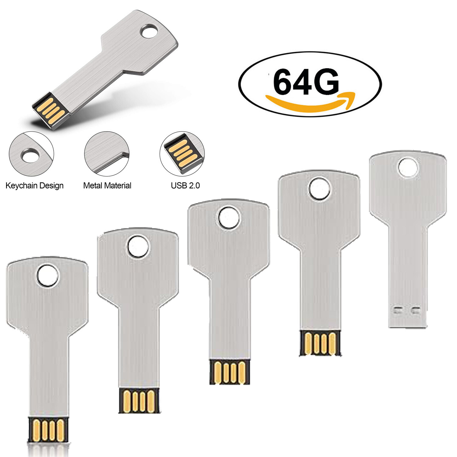 Key Shape USB 2.0 Flash Drives 64GB Memory Stick USB Thumb Drives LOT