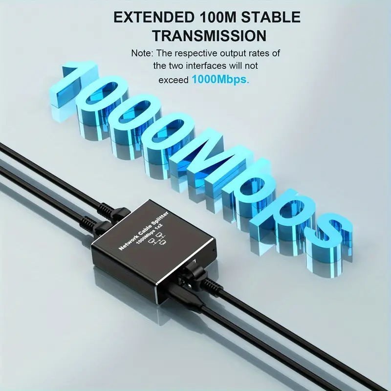 RJ45 Gigabit Ethernet Splitter 1000Mbps LAN Network Internet 1 to 2 Out Adapter