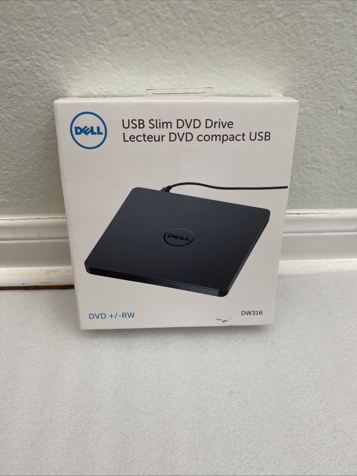 Dell DW316 External USB Slim DVD+/-RW Optical Drive Black Open Box New