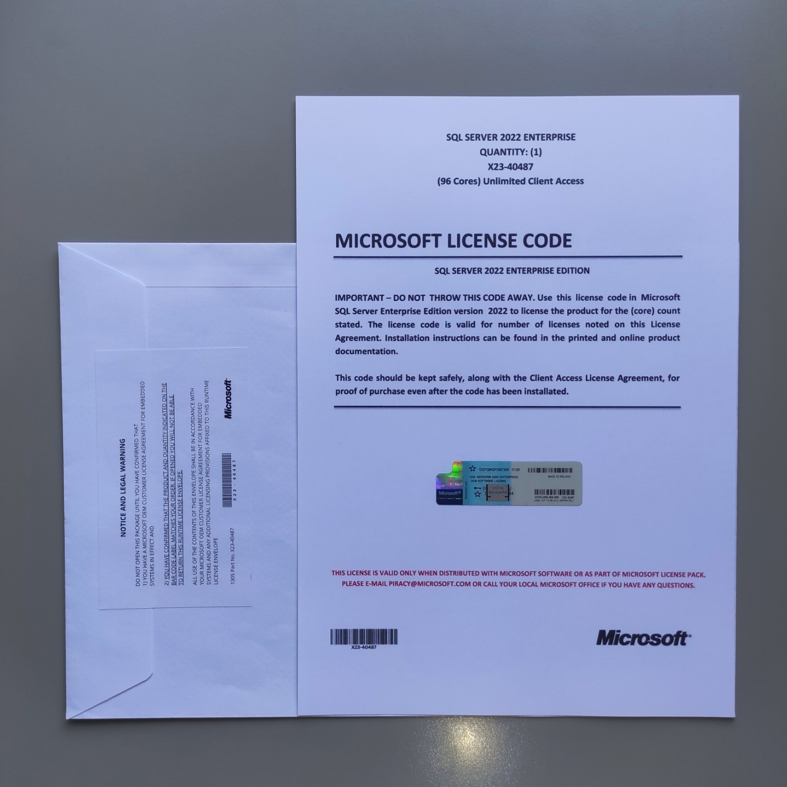 SQL Server 2022 Enterprise 96 Core License & DVD Unlimited CALs with CoA