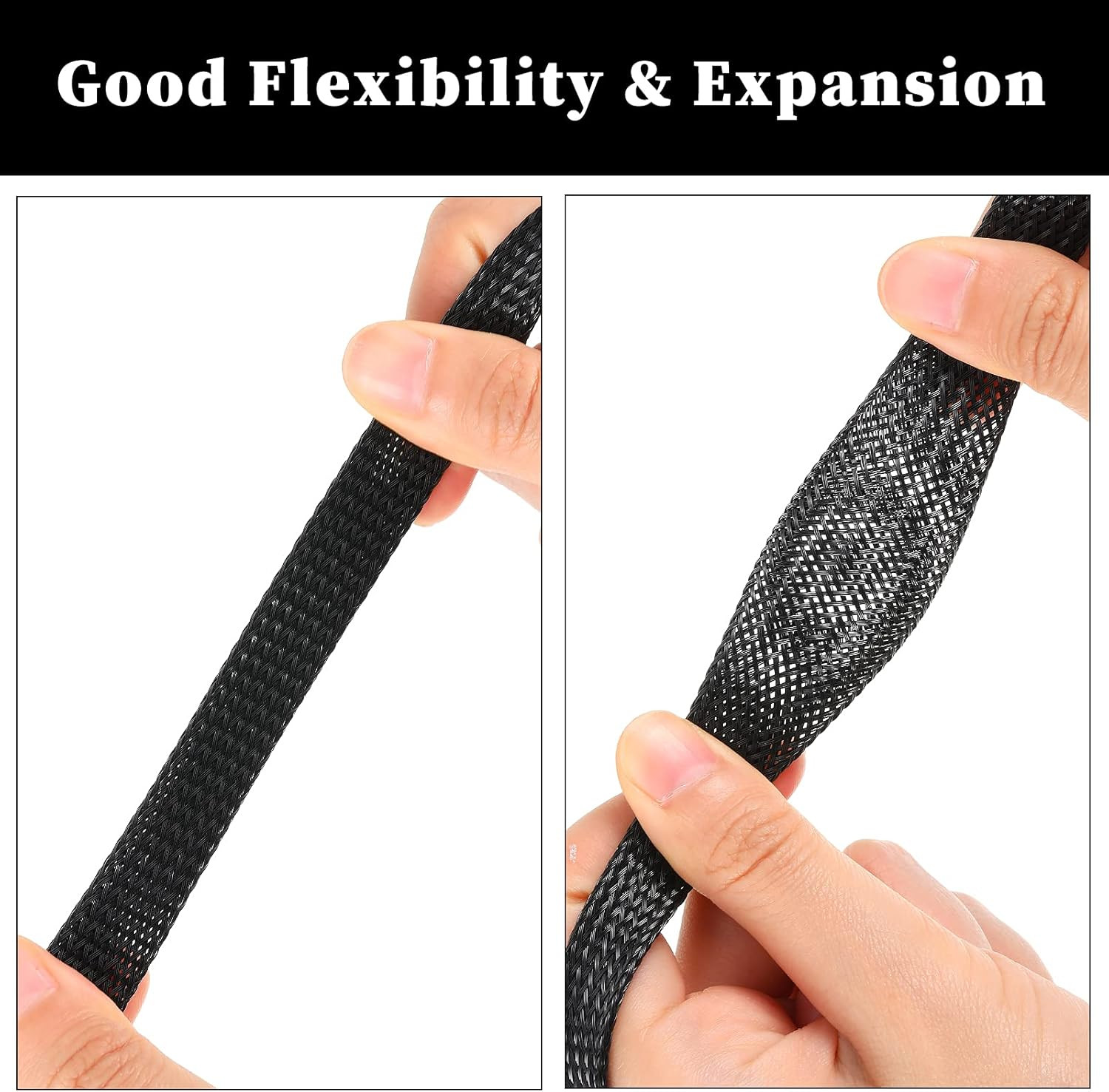 96Ft Wire Loom Braided Cable Sleeve Covers Cord Management with 127 Pcs Tube Hea