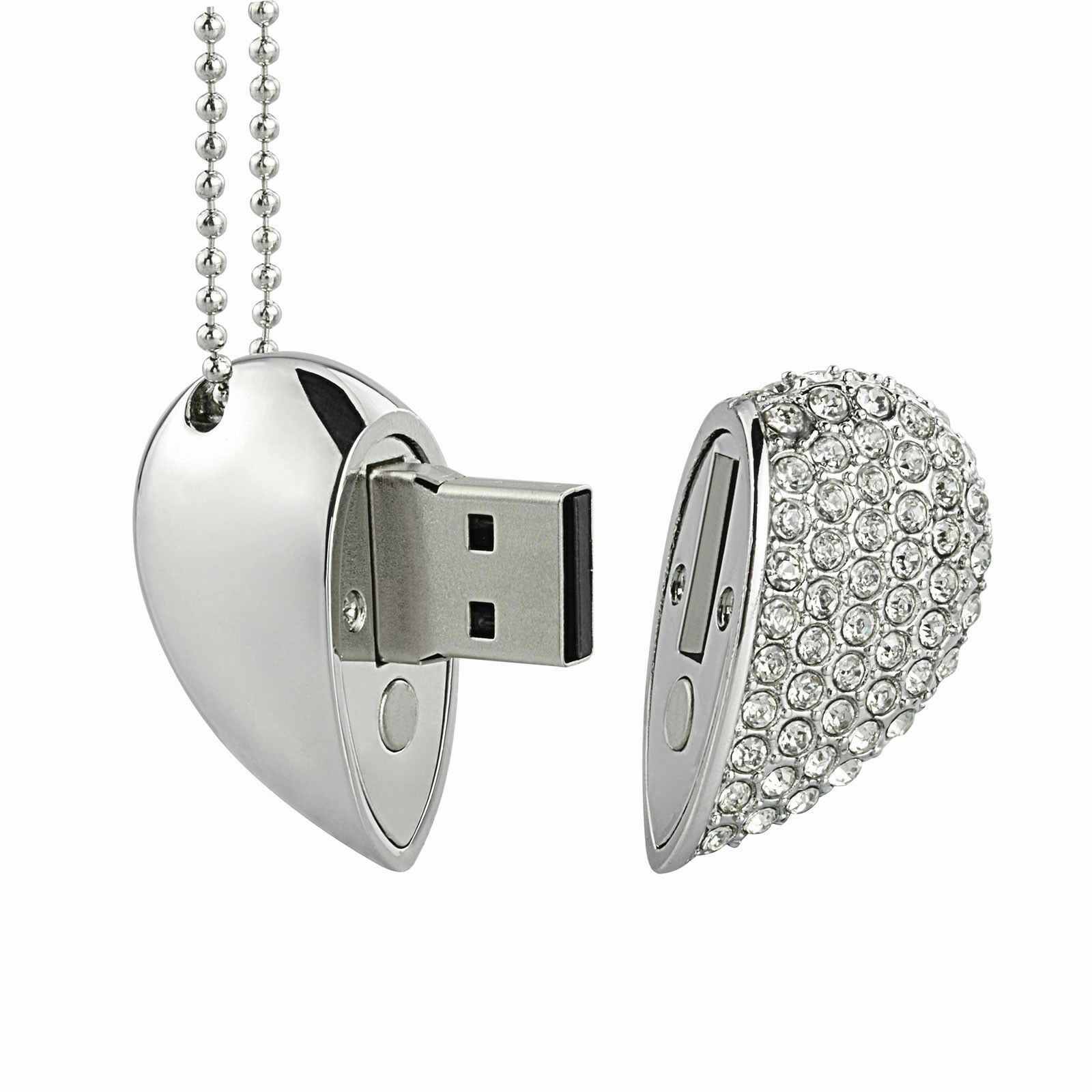 USB 2.0 Flash Drive Crystal Heart Shape Stick Pendant USB Memory Stick 32GB 64GB