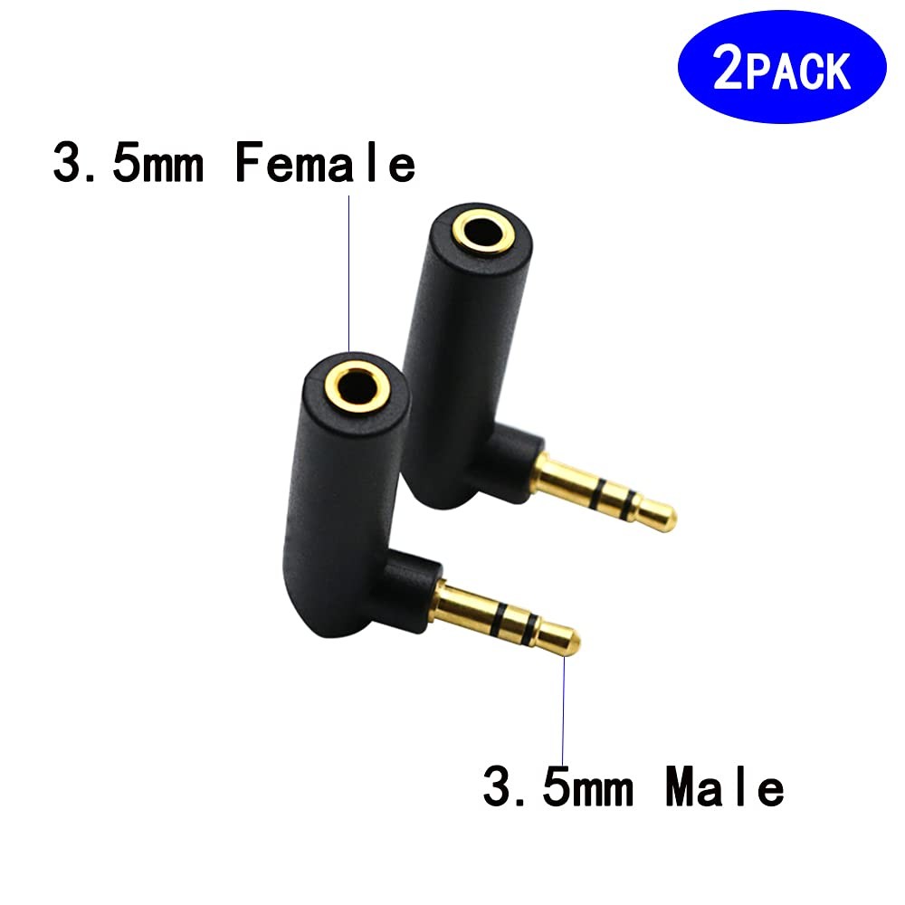rgzhihuifz 3.5mm Angle Male to Female Audio Adapter, 90 33.2*10*10MM, Black