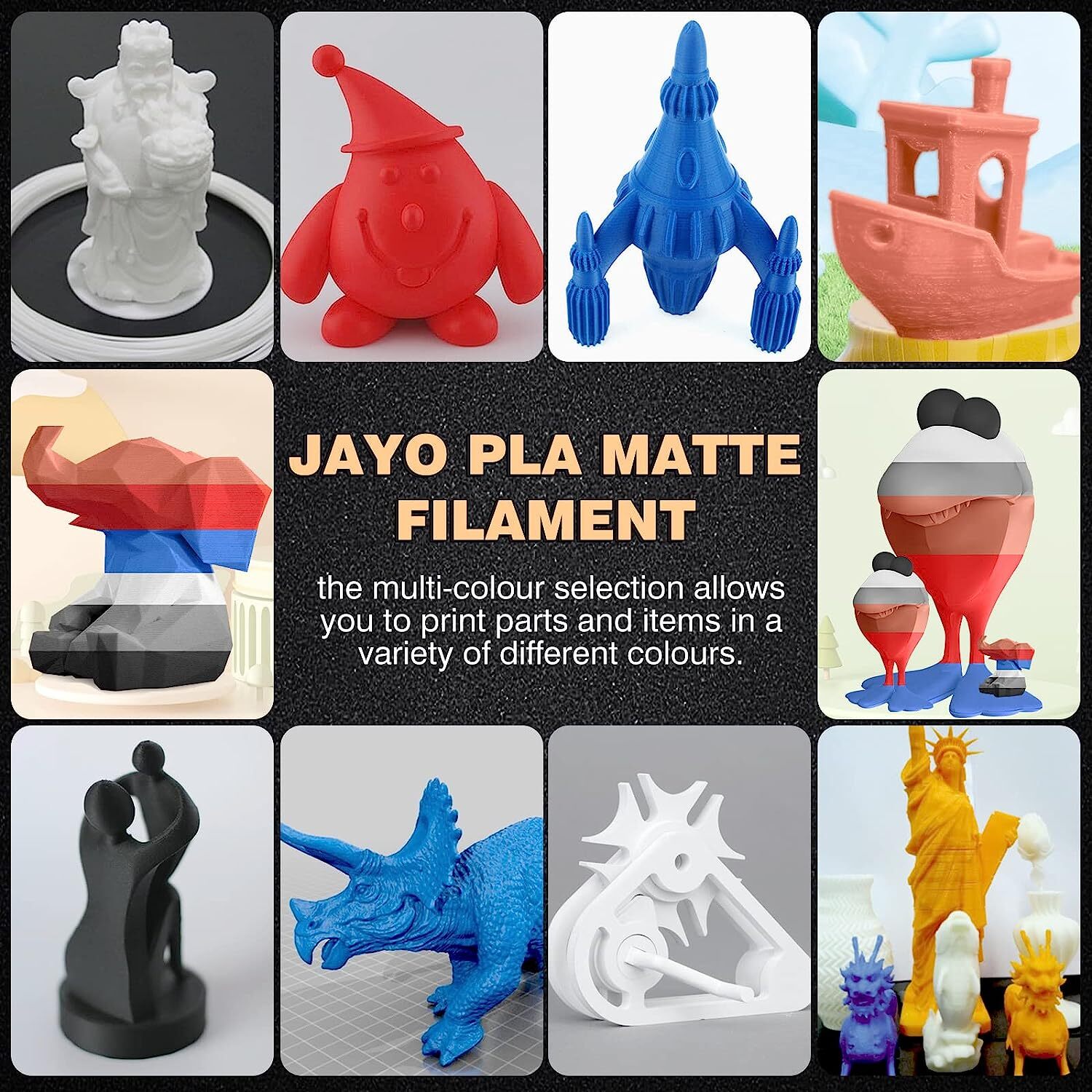 JAYO 50KG PLA Matte Large Spool(11lbs) 3D Printer Filament 1.75mm Matte Black