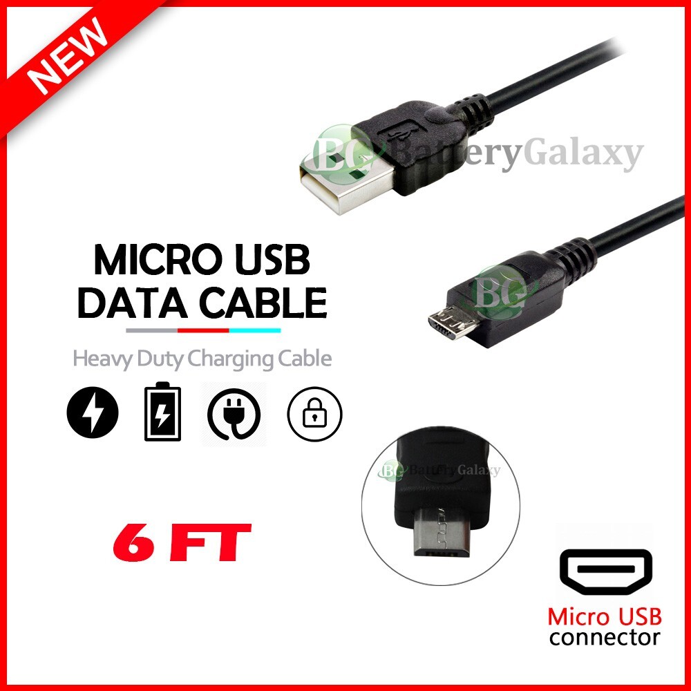 6FT USB 2.0 A Male to Micro B Male 5-pin Data Sync Charger Charging Cable Cord