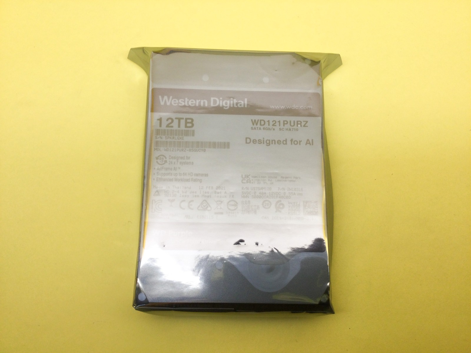 WD Purple 12TB 7200 RPM 256MB SATA 6.0Gb/s 3.5″ Hard Drive WD121PURZ