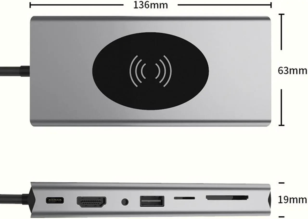 15 in 1 USB C Multiport Adapter Hub MacBook Pro Air HDMI 4K 3.0 Wireless Charger