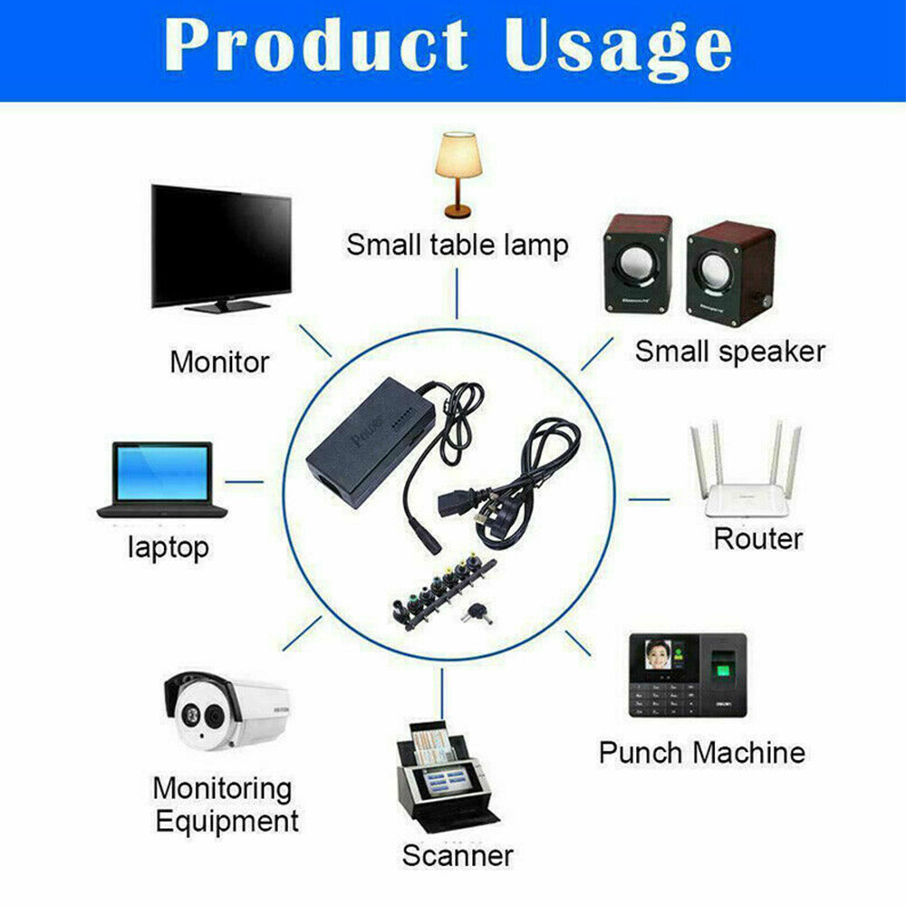 96W Universal Laptop Power Supply Charger Adapter w/ 8/42 Tips Notebook Charger