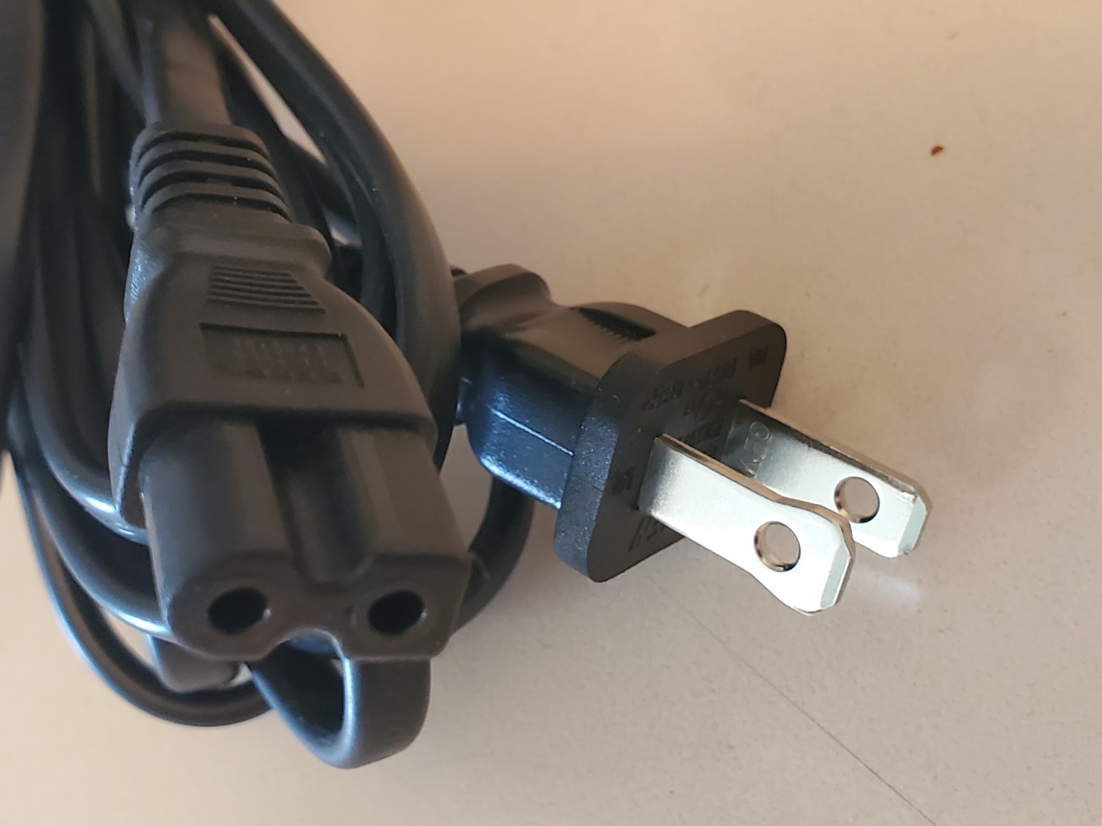 Unbranded AC POWER CORD with Square Circle end, 2-prong plug, 102″ length. NEW.