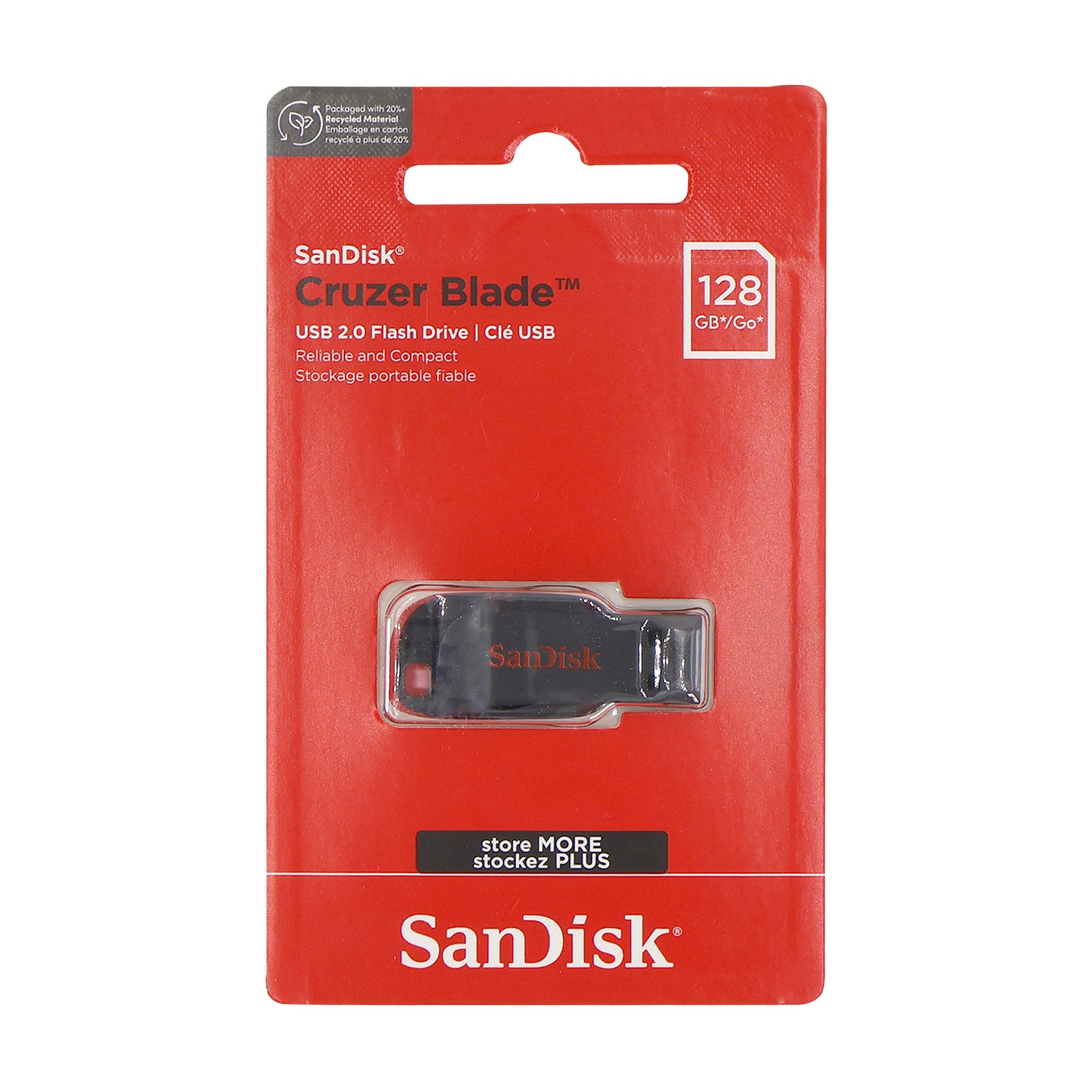 SanDisk Cruzer Blade USB Flash Drive – 128GB (Red)