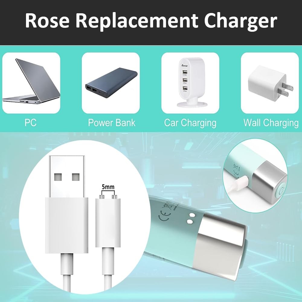 Vebaisa 5mm Magnetic USB DC Charger Cable 2.7 feet with 2 Dots for 5mm, White