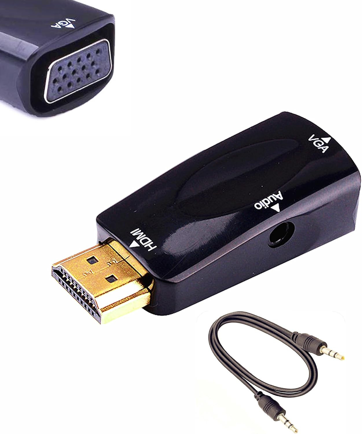 HDMI to VGA Adapter Converter with 3.5Mm Audio Jack Cable 50Cm VGA Female