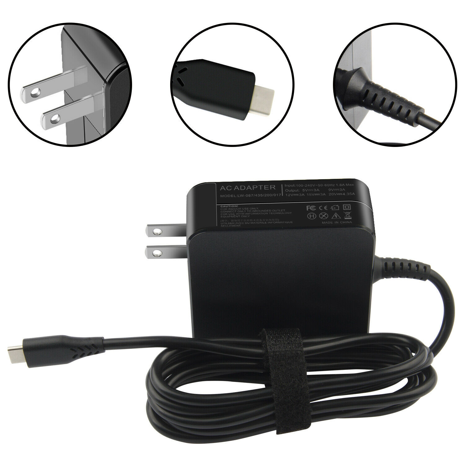 USB-C Adapter Charger for Lenovo ThinkPad ADLX65YDC2A ADLX65YLC2D ADLX65YDC2D