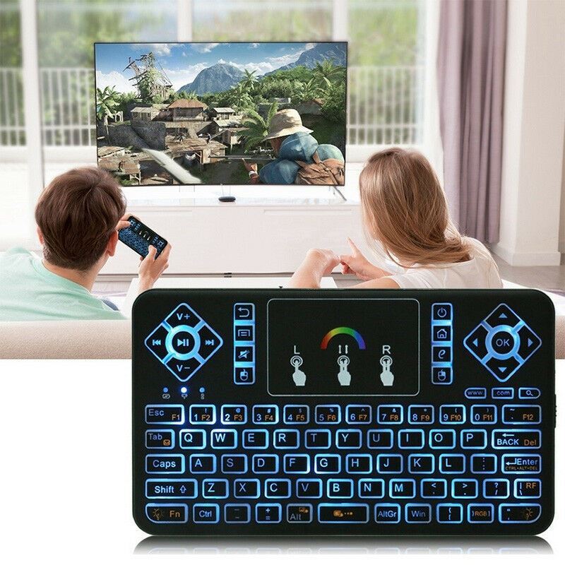 Mini 7 Color Backlit Handheld 2.4 USB Wireless Keyboard Keypad Fly Mouse Remote