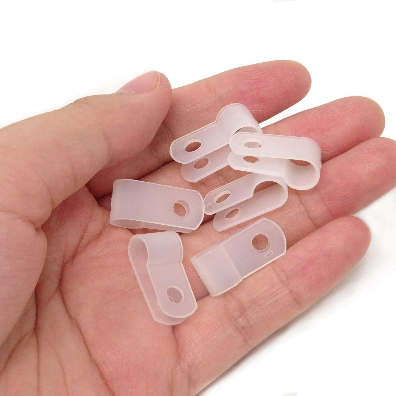 100PCS 1/4 Inch White Nylon R-Type Cable Clamps Wire Clamps Wire Clips for Wire