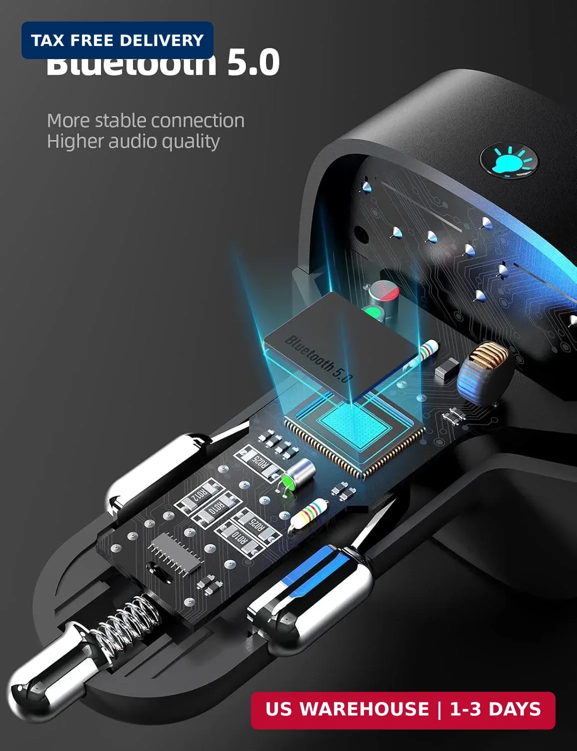 Nulaxy Bluetooth FM Transmitter, Bluetooth Car Adapter with Dual USB Charger Wir