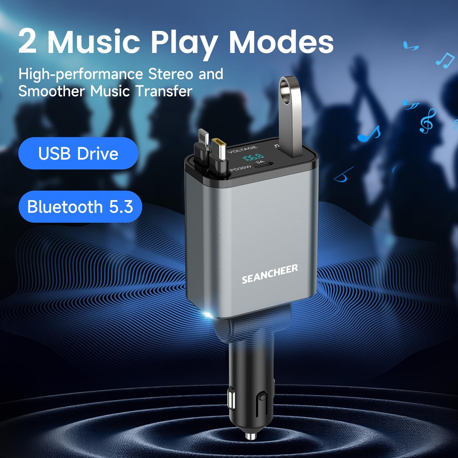 Car Bluetooth Adapter & Car Charger USB C, 69W Cigarette Lighter Adapter with…
