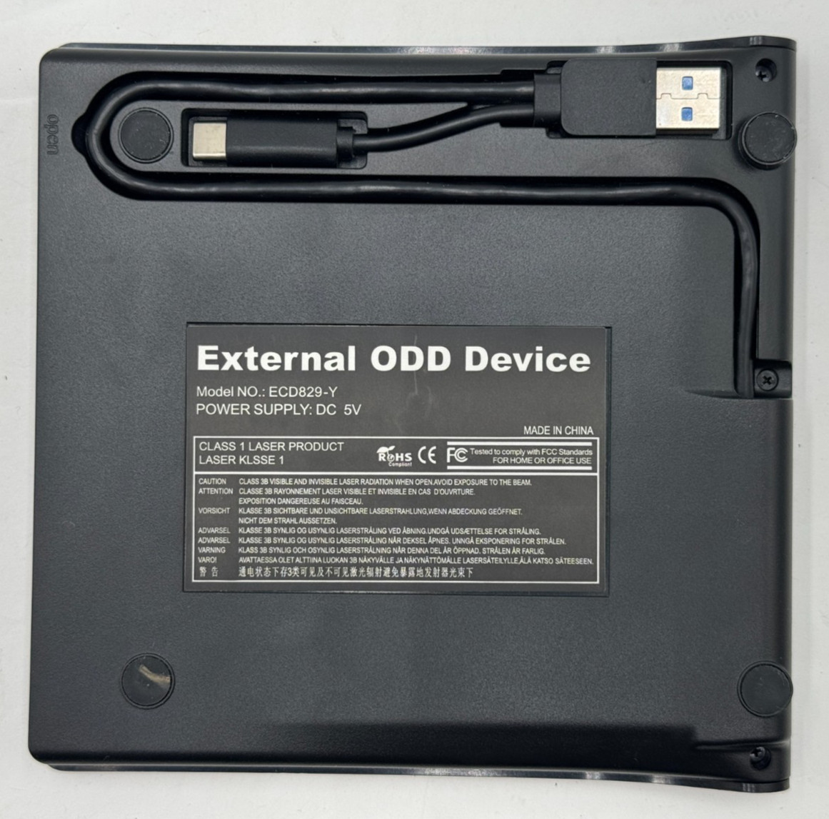 Roofull ECD829-Y Portable External Optical Disk Drive USB 3.0 Type-C with Case