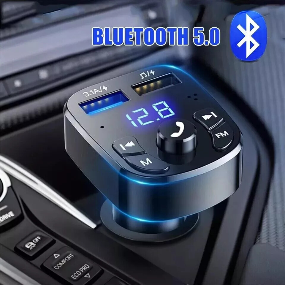 NEW Bluetooth 5.0 Car Wireless FM Transmitter Adapter 2USB PD Charger Hands-Free