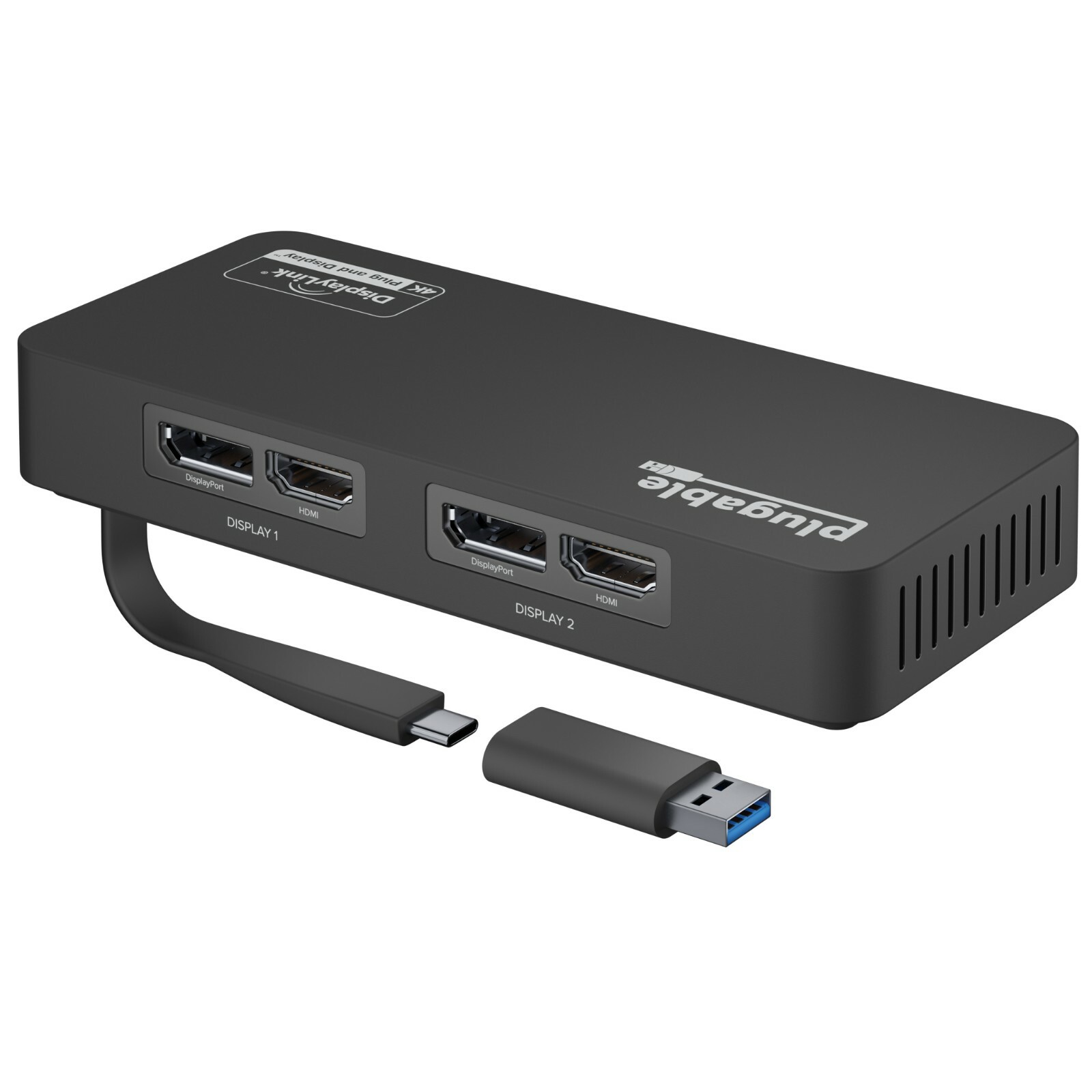 Plugable 4K DisplayPort/HDMI Dual Screen Adapter for USB 3.0/USB-C (Refurbished)