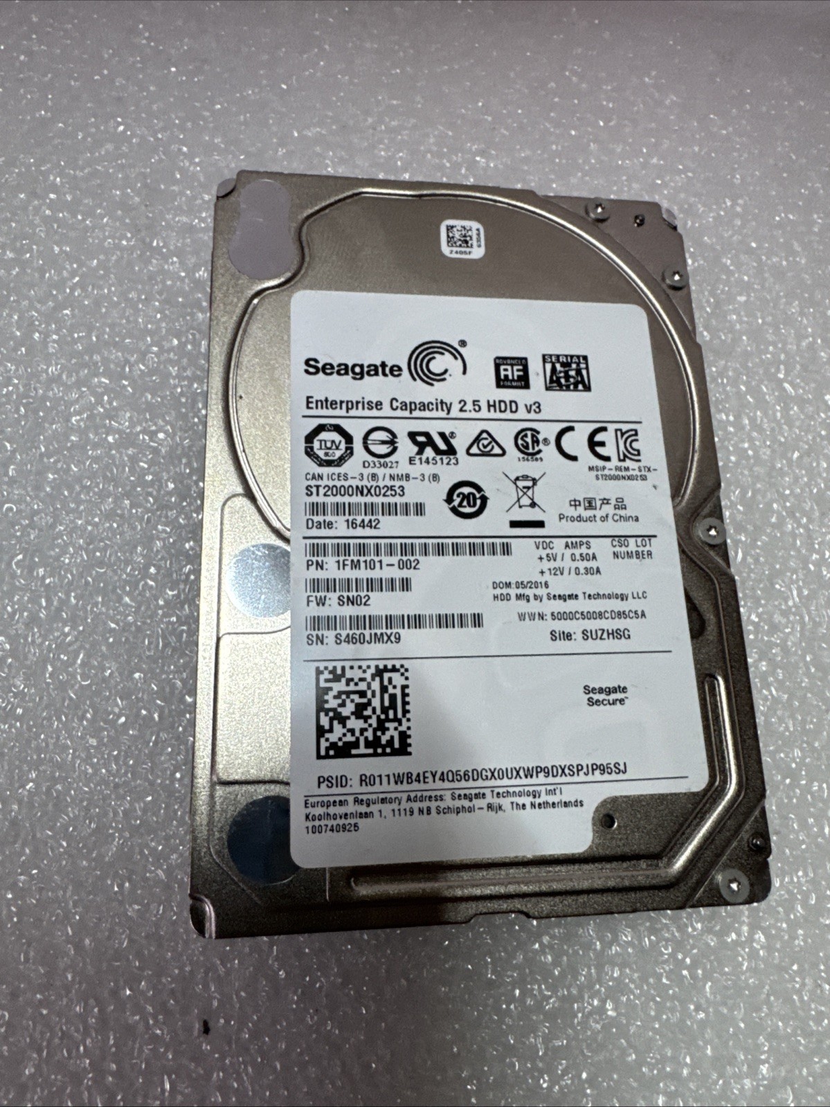Seagate Enterprise Capacity 2.5 HDD ST2000NX0253 HDD 2TB SATA 100% Health TESTED