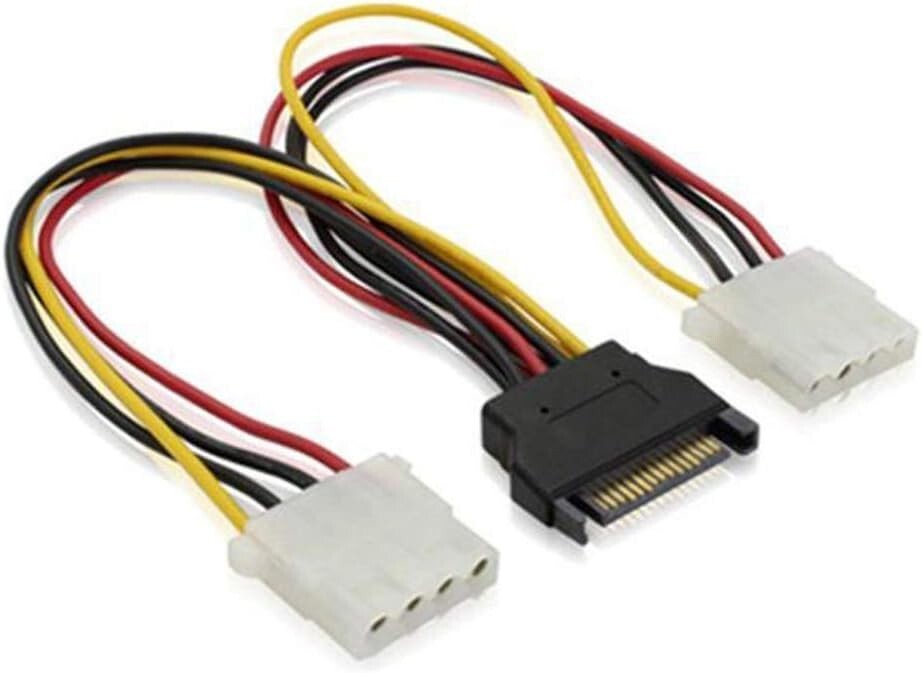 6″ SATA 15-Pin Male to Dual 4-Pin Molex Female Y Splitter, 308977