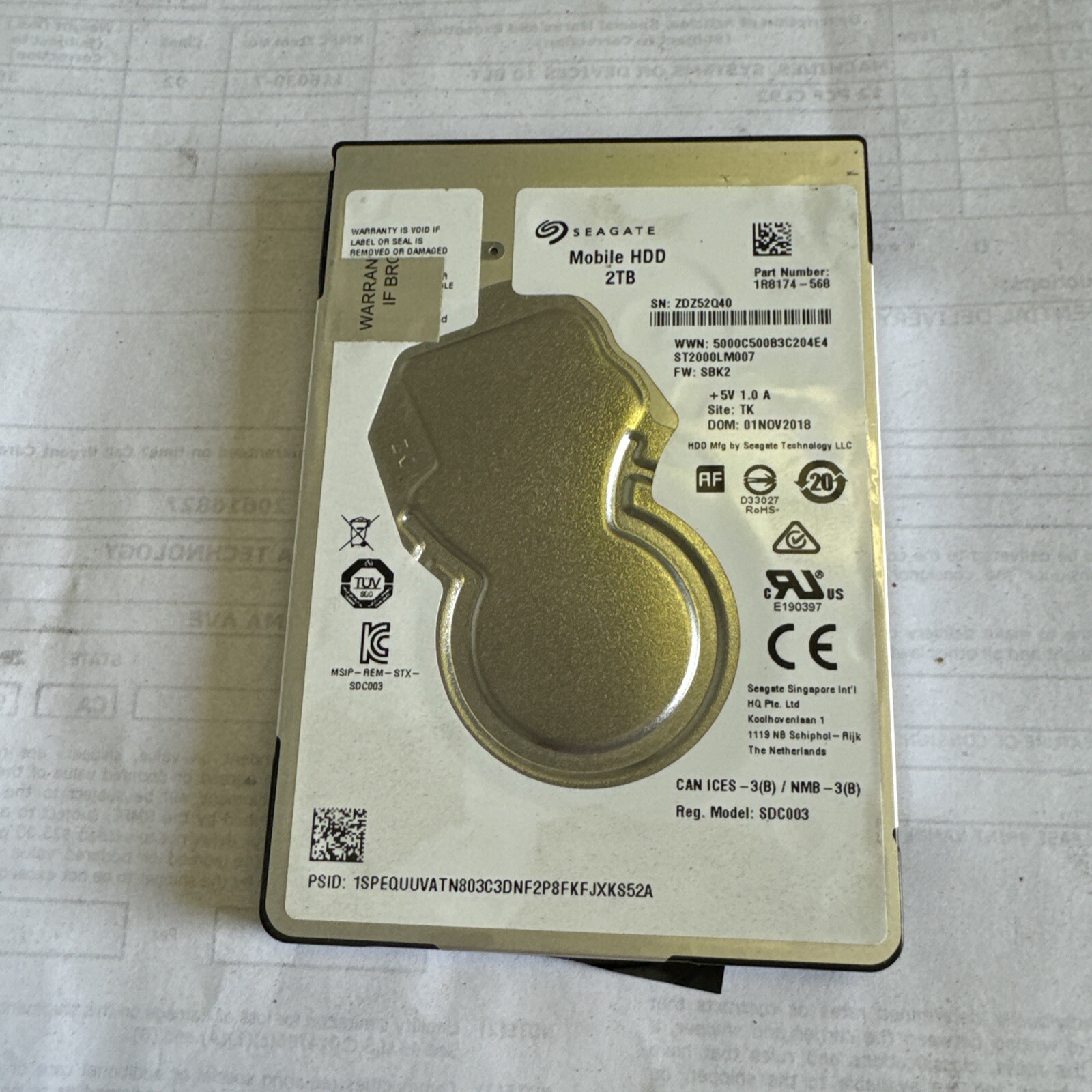 Seagate Mobile ST2000LM007 2TB 2.5″ SATA 6Gb/s Laptop HDD 7mm OEM 1R8174-568