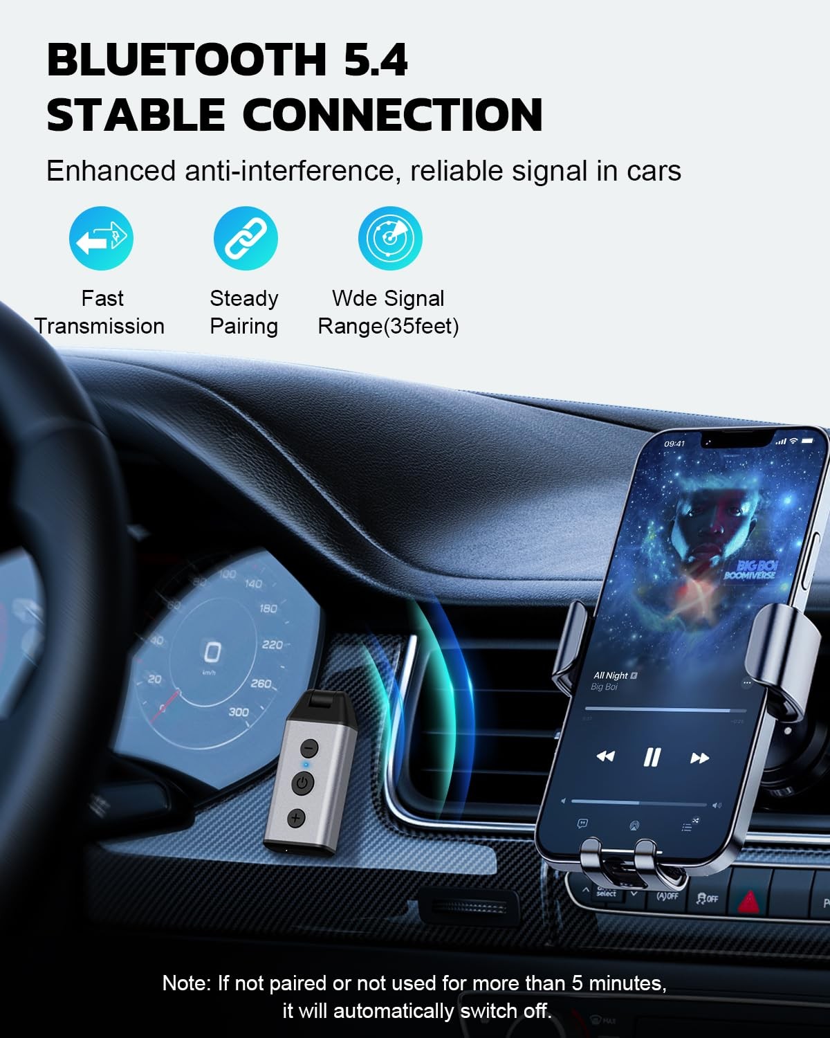B04 Bluetooth 5.4 Car Adapter, 180° Rotatable AUX Audio Receiver, Hands-Free …