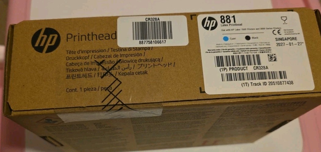 HP 881 Latex Printhead Cyan/Black (CR328A) – Exp 01/27/2027