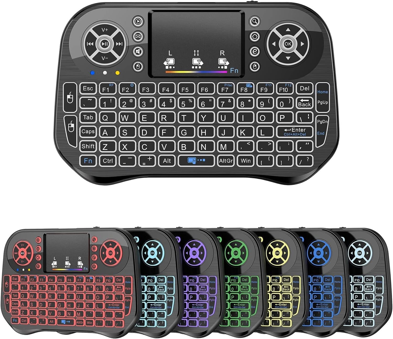 Mini Wireless Keyboard RGB Backlit Touchpad 2.4GHz Rechargeable