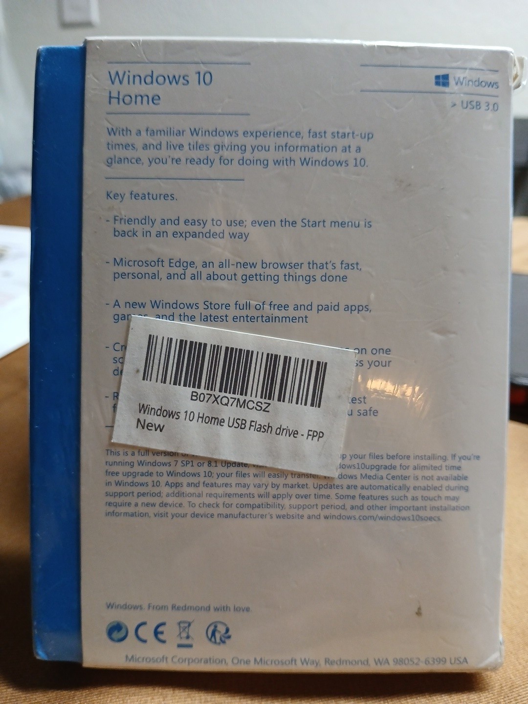 Microsoft Windows 10 Home USB 3.0 New and Sealed Package