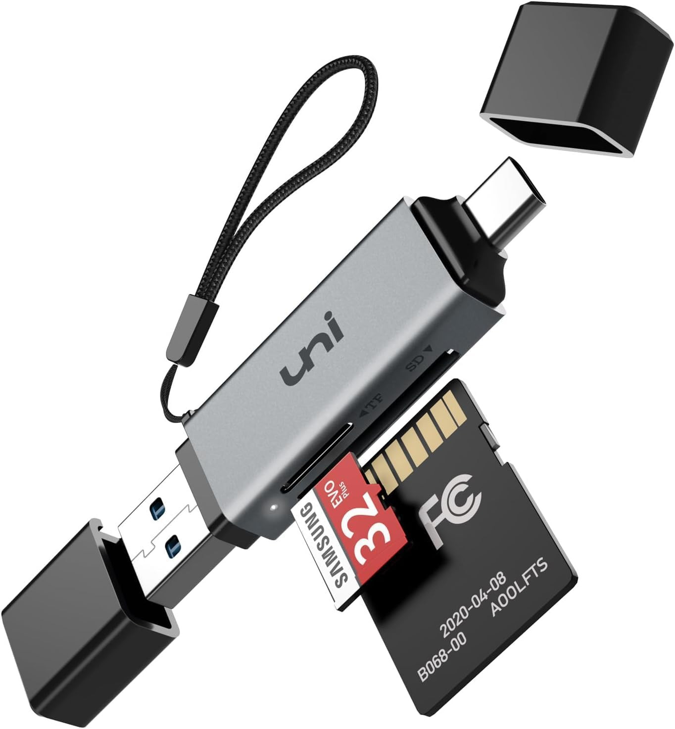 Uni SD Card Reader, High-Speed USB C to Micro SD Card Adapter USB 3.0 Dual Slots