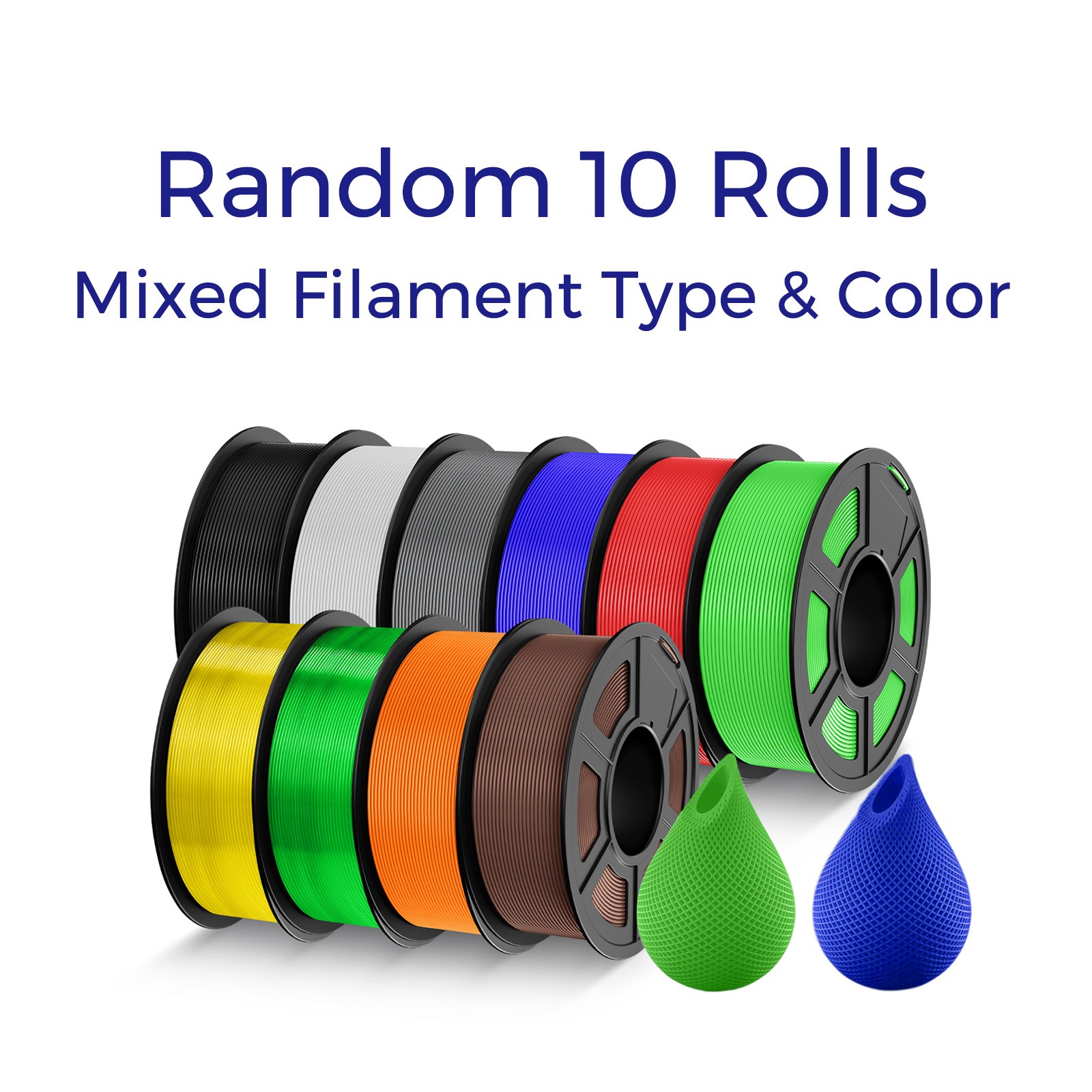 Random 10Rolls Mixed Type & Color JAYO 3D Filament PLA/PETG/ABS 1.1KG/1KG/0.5KG