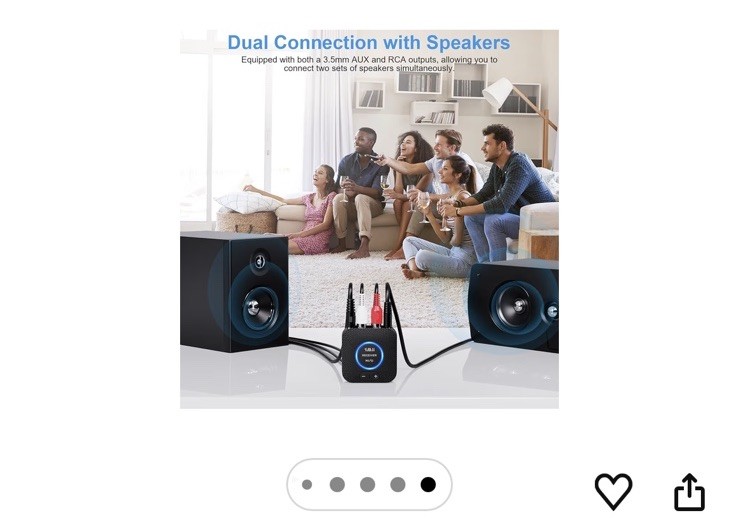 1Mii 2.4GHz Wireless Audio Transmitter Receiver Set for TV, 262Ft/80M Long Range