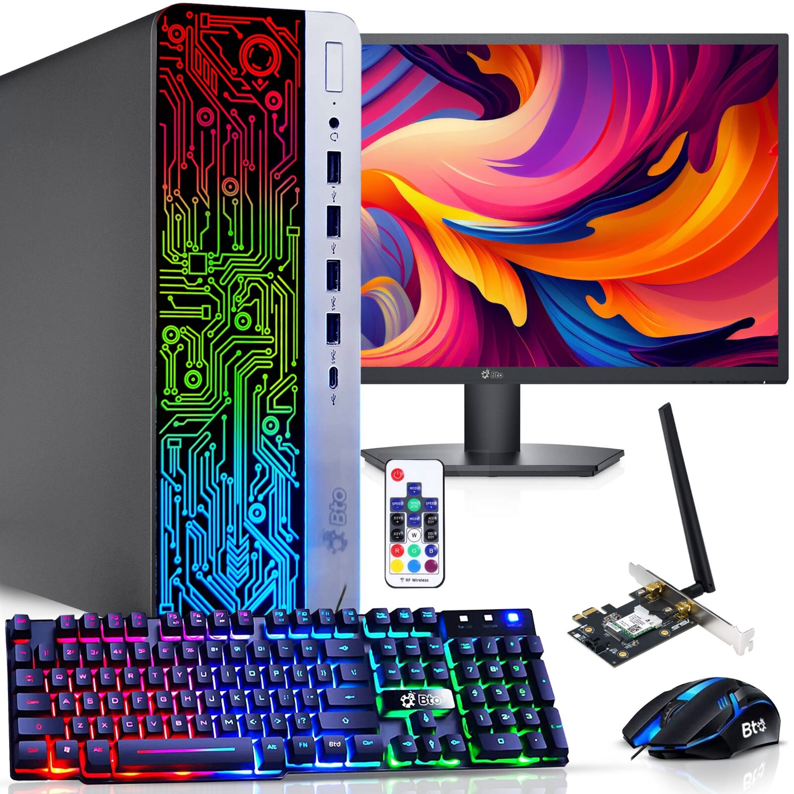 HP RGB Desktop Computer PC i7 32GB Ram 2TB SSD 2TB HDD New 24″ LED Built-in WiFi
