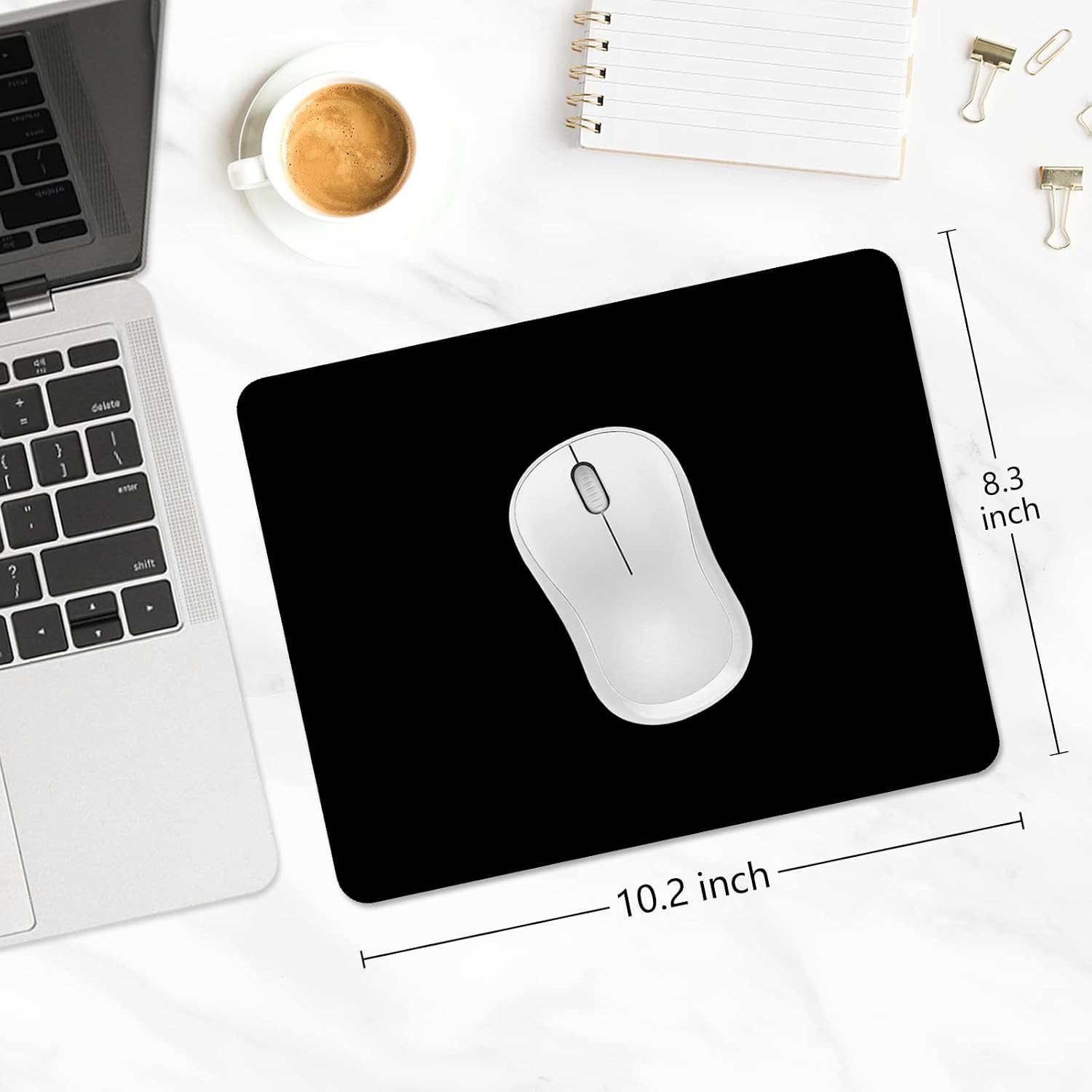Square Mouse Pad 5mm Thick Anti Slip Computer Mat Stitched Edge 8×10 Black