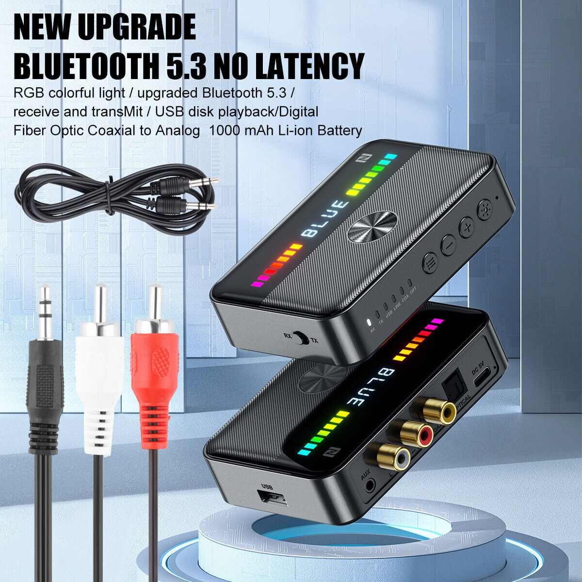 Bluetooth 5.3 Transmitter Receiver 3.5mm AUX RCA TV Home Stereo Audio Adapter
