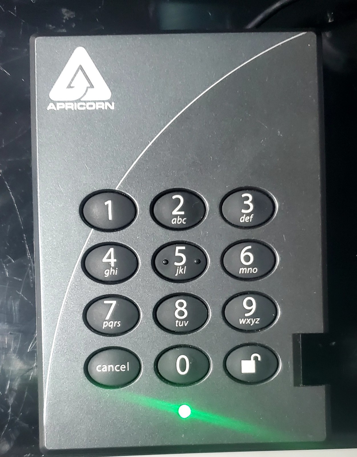 Apricorn Aegis Padlock External USB Hard Drive Password Protection Gray 500GB