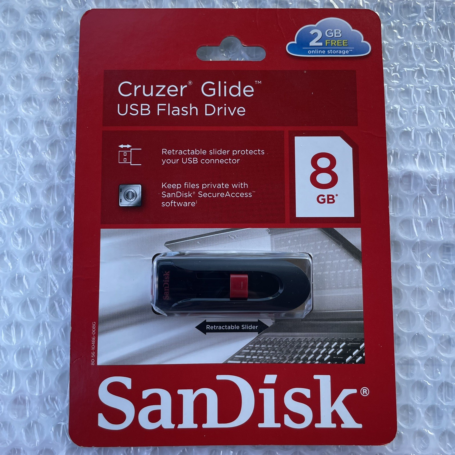 SanDisk Cruzer Glide 8 GB USB Flash Drive Black Retractable Slider New!