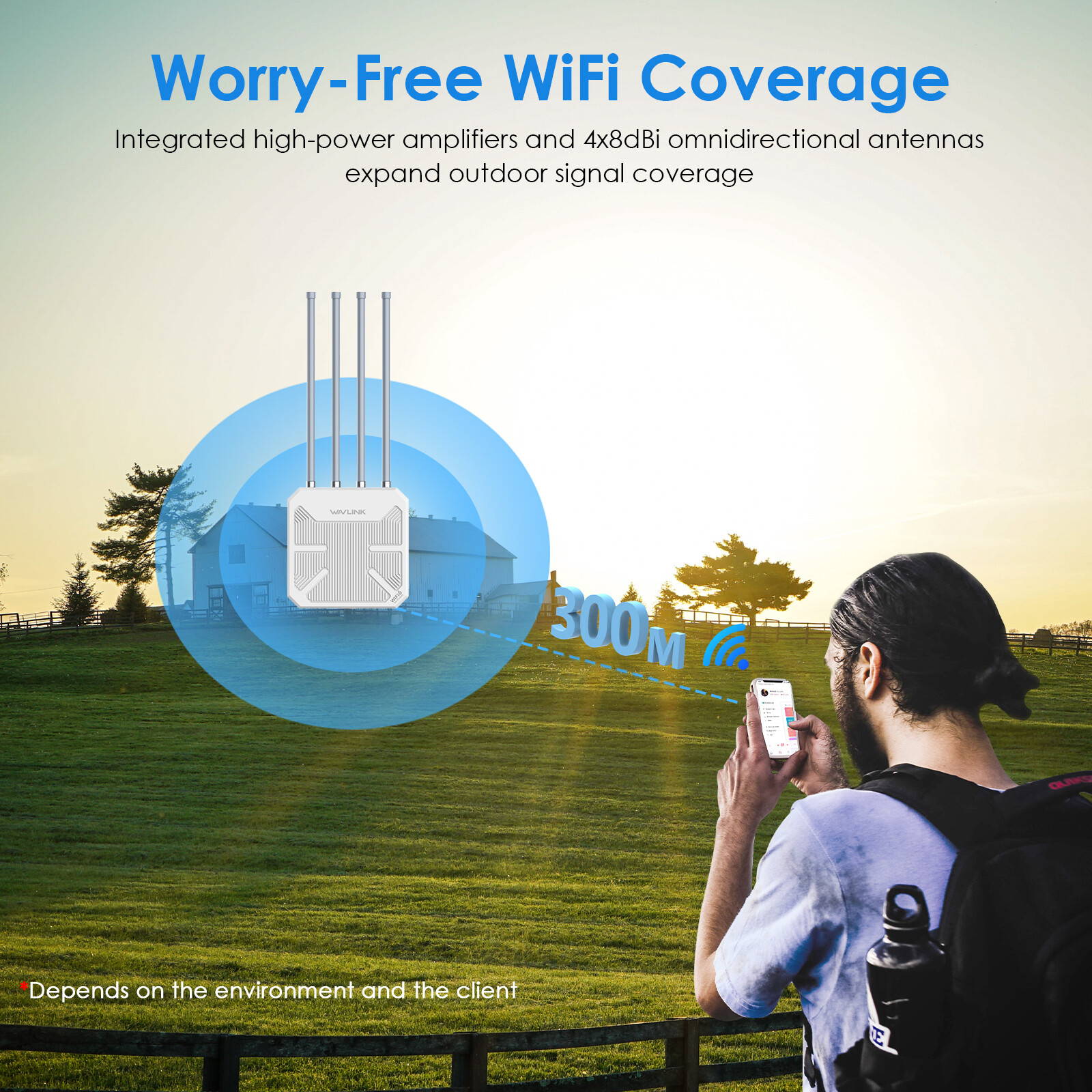 WiFi 7 Extender Long Range WiFi 6 Signal Booster Outdoor up to 300M for Yard/RV